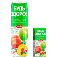 Нектар "Будь здоров" яблочно-персиковый с мякотью 0,2л*27